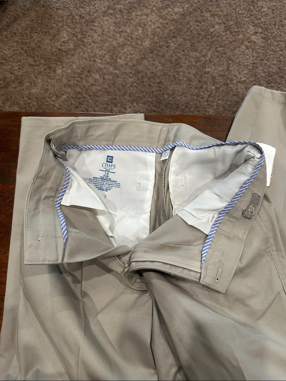 Chaps Boy’s Tan Flat-Front Chinos